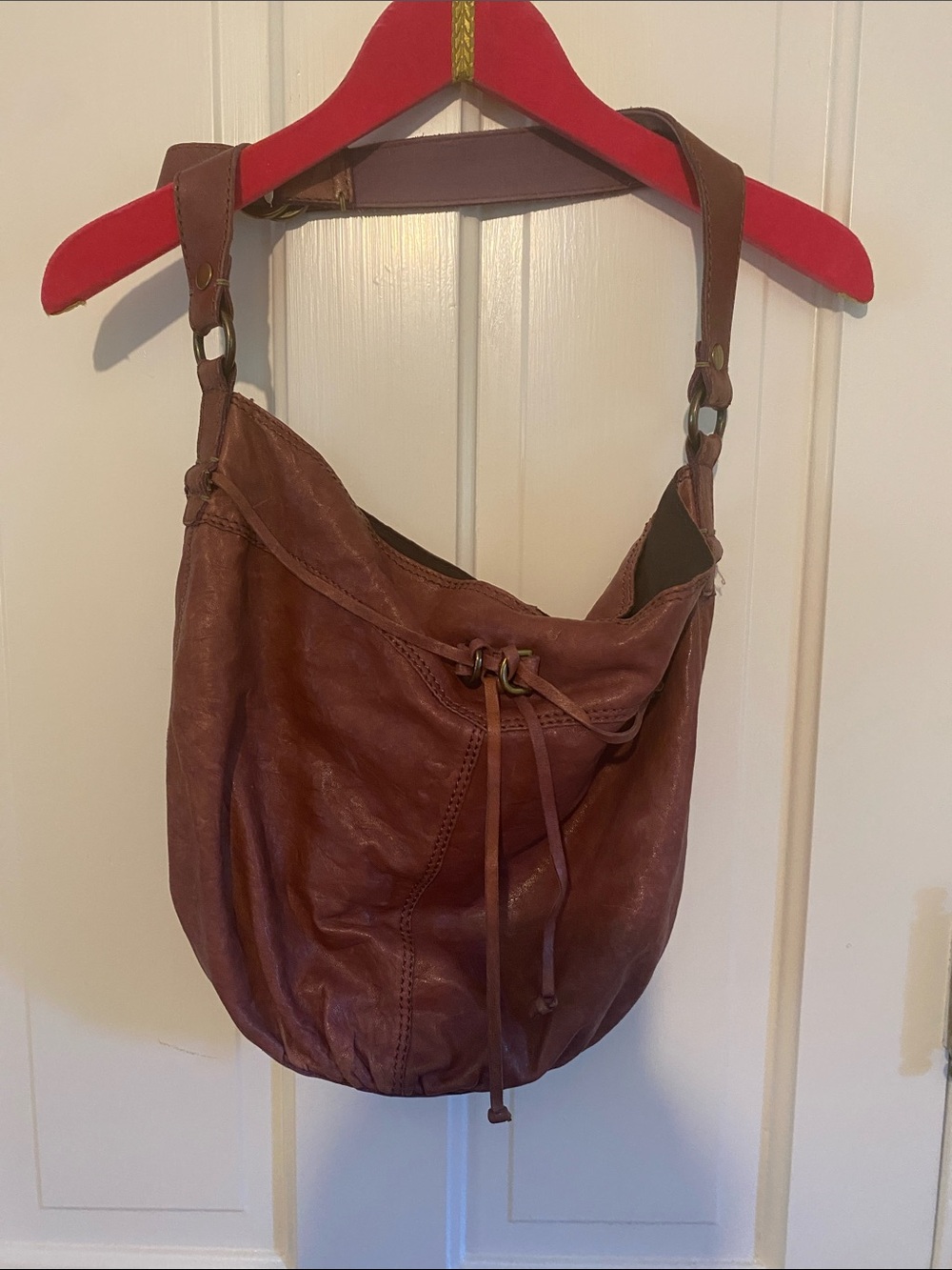 Lucky Brand Brown Leather Shoulder Hobo Bag